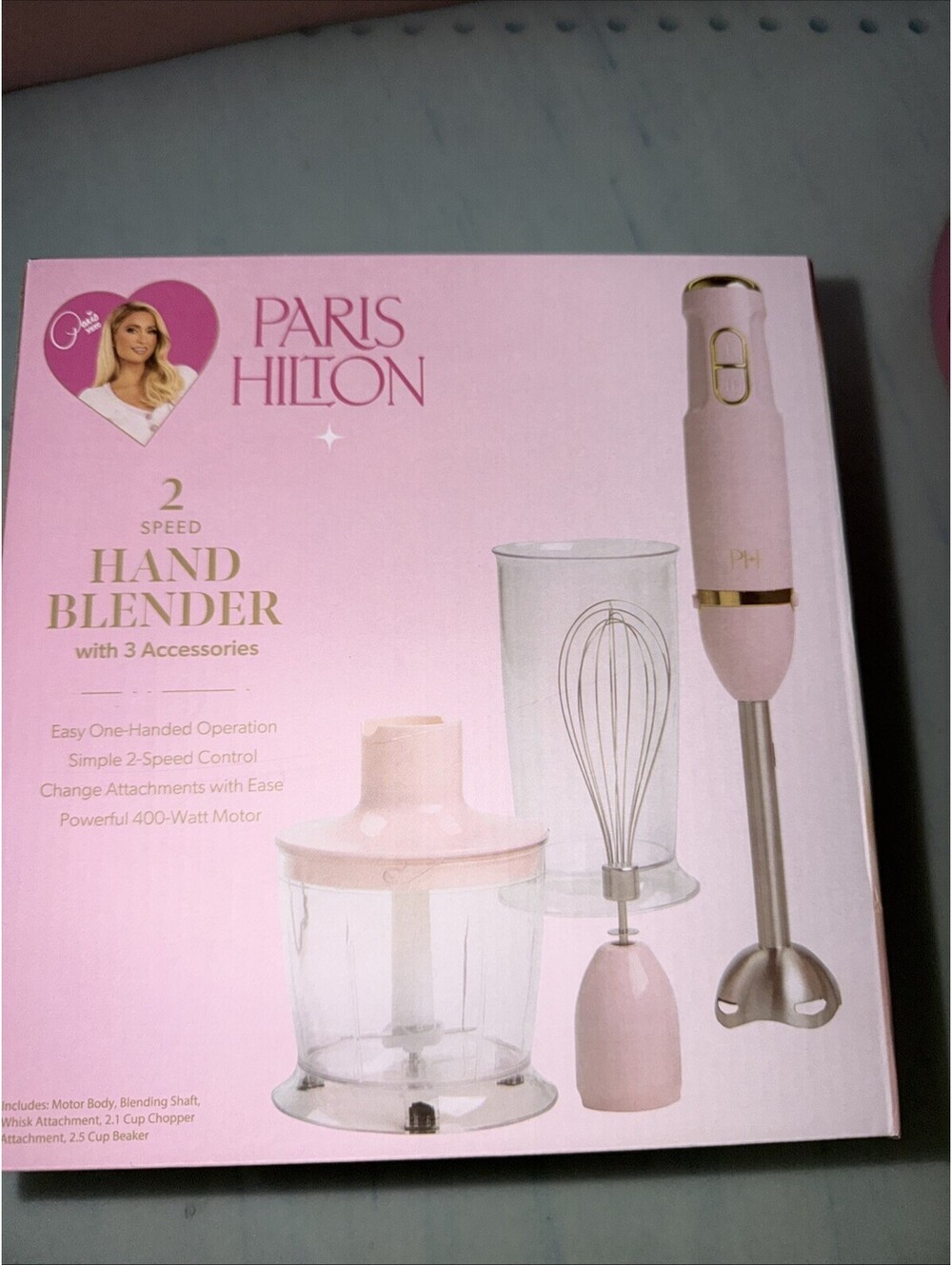 Paris Hilton Hand Blender Set 3-In-1 Immersion Blender Whisk Blending Chopper